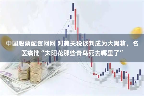 中国股票配资网网 对美关税谈判成为大黑箱，名医痛批“太阳花那些青鸟死去哪里了”